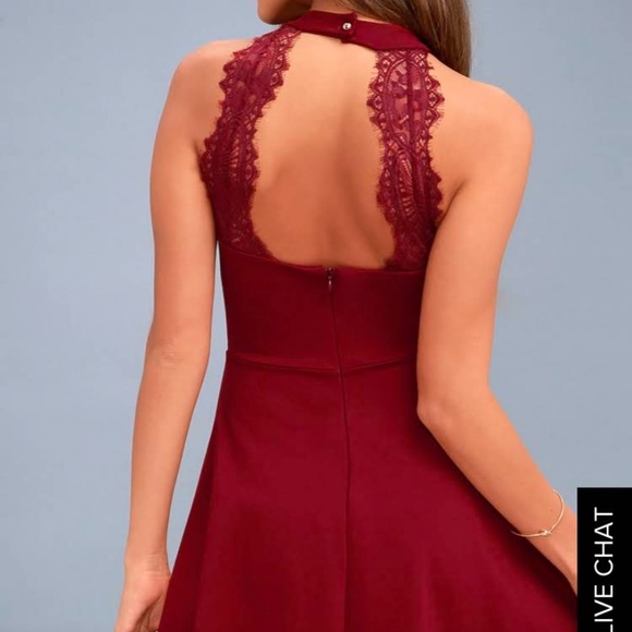 Dark Red Halter Dress - Picture 2 of 7